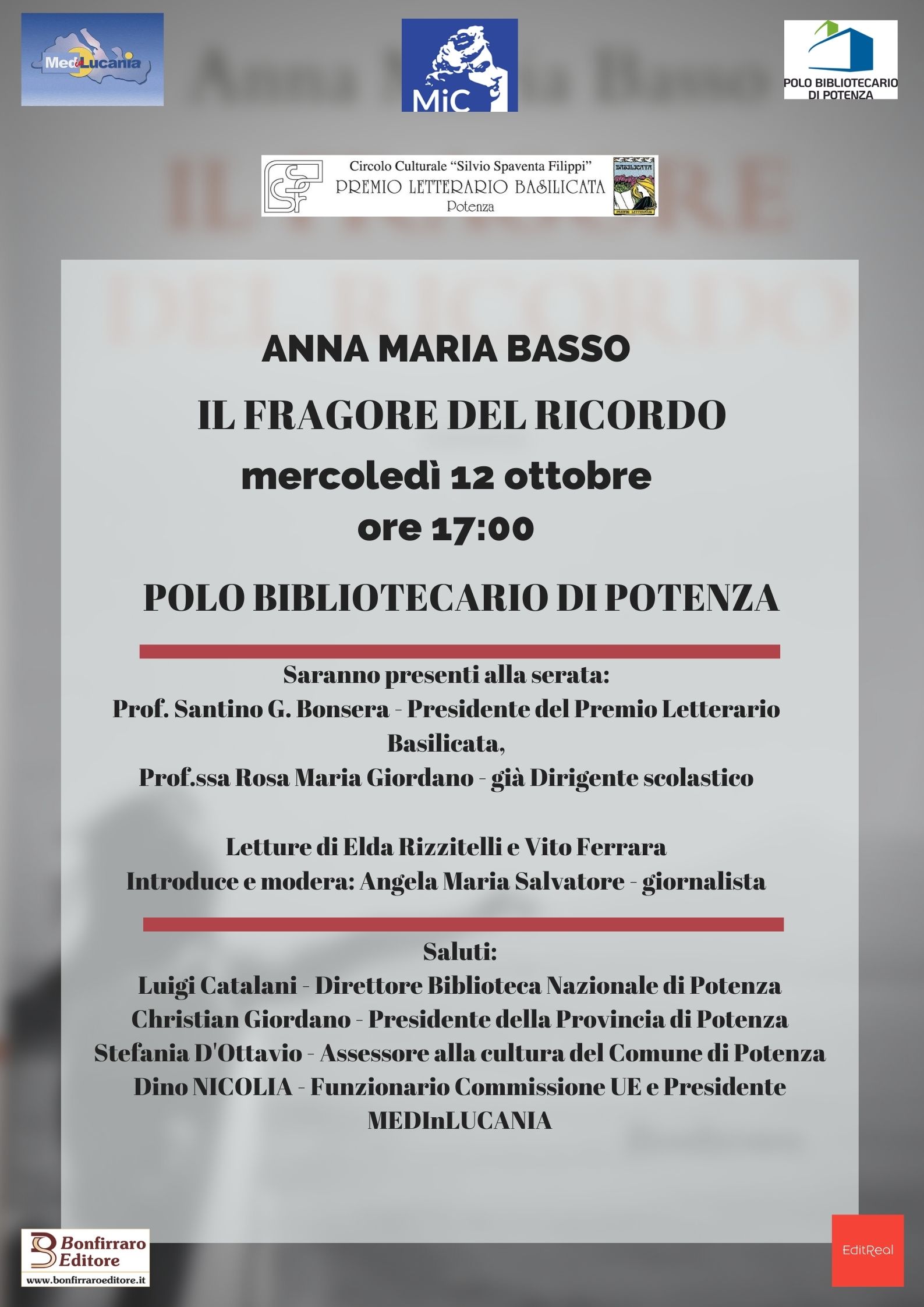 Al Polo Bibliotecario l'ultimo romanzo di Anna Maria Basso: Il fragore del ricordo
